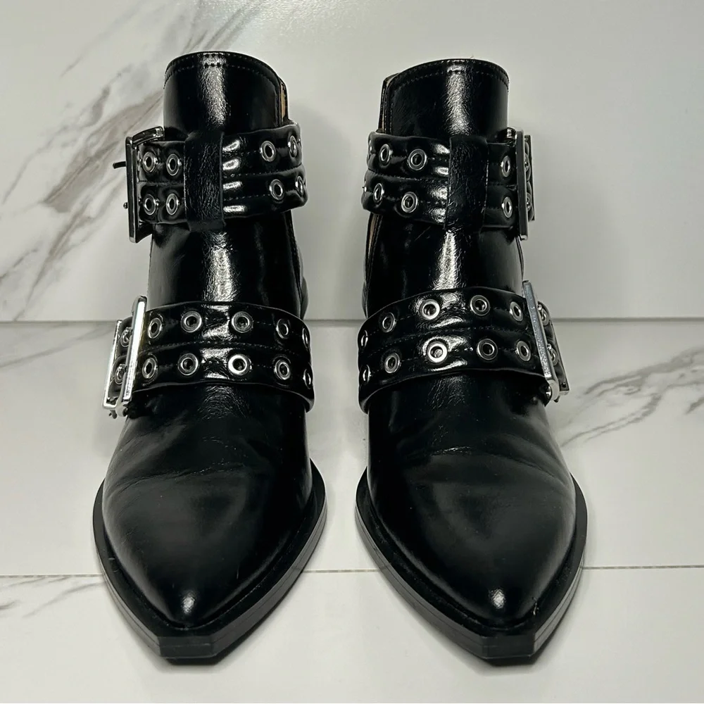 Steve Madden Black Ankle Boots with Buckle Detail Size 8.5